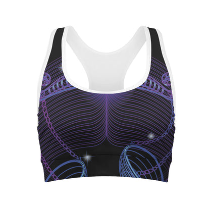 Dark Libra Zodiac Sign Print Women's Sports Bra