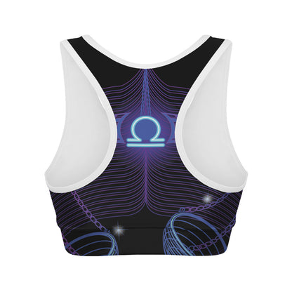 Dark Libra Zodiac Sign Print Women's Sports Bra