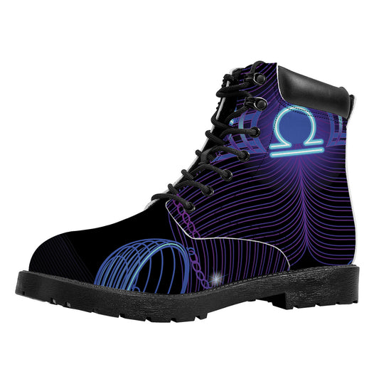 Dark Libra Zodiac Sign Print Work Boots