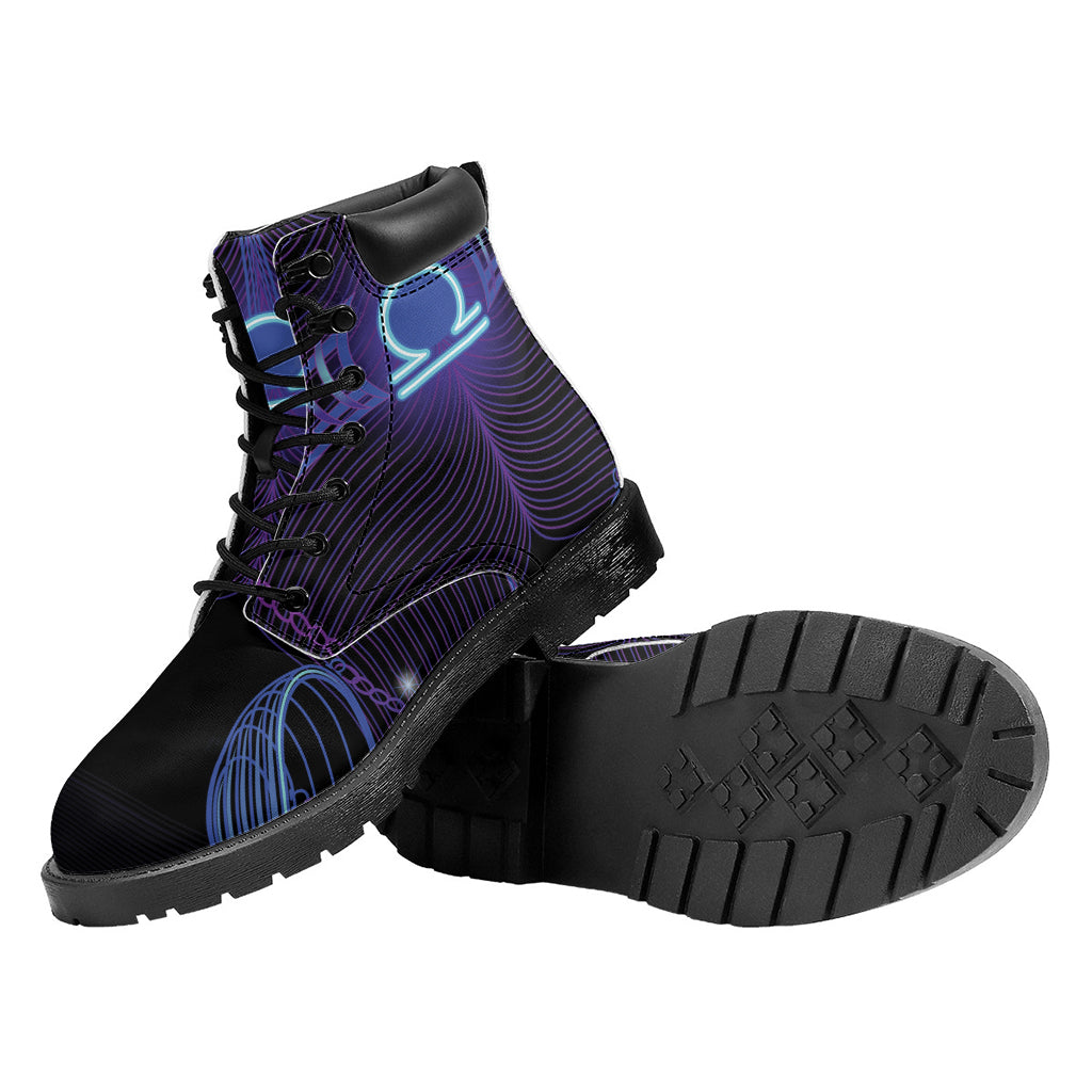 Dark Libra Zodiac Sign Print Work Boots