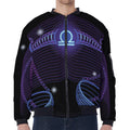 Dark Libra Zodiac Sign Print Zip Sleeve Bomber Jacket