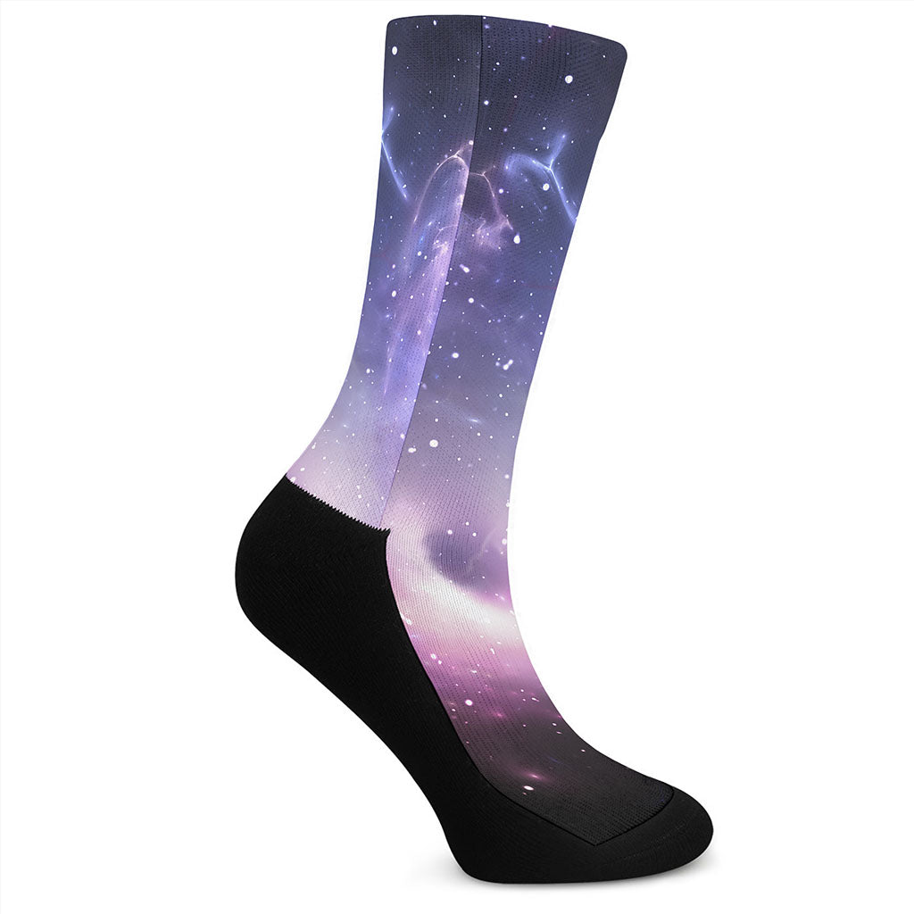 Dark Light Purple Galaxy Space Print Crew Socks