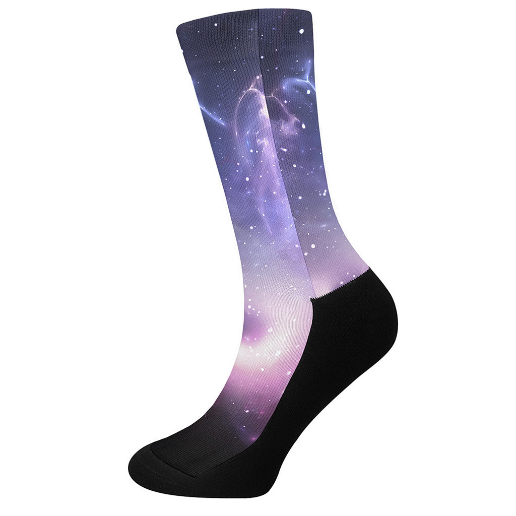 Dark Light Purple Galaxy Space Print Crew Socks