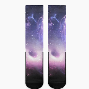 Dark Light Purple Galaxy Space Print Crew Socks
