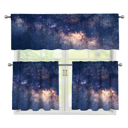 Dark Milky Way Galaxy Space Print 3 Piece Kitchen Curtains