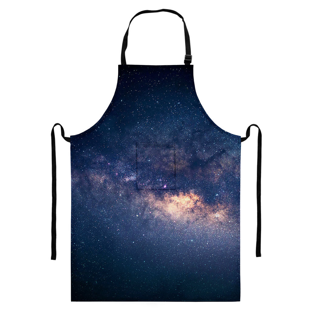 Dark Milky Way Galaxy Space Print Bib Apron With Pocket
