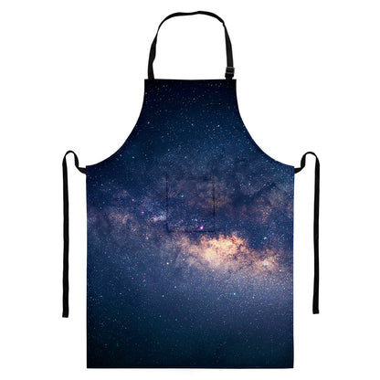 Dark Milky Way Galaxy Space Print Bib Apron With Pocket