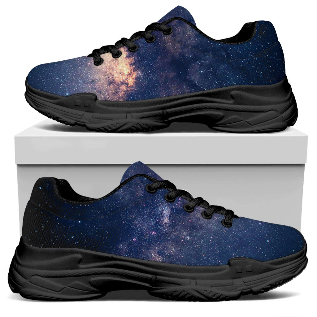Dark Milky Way Galaxy Space Print Black Chunky Shoes