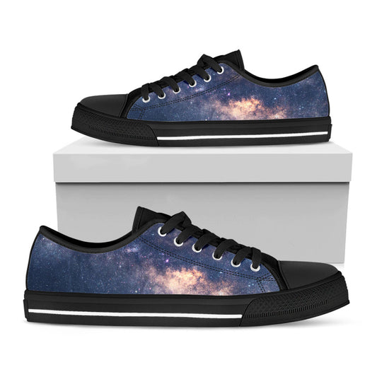 Dark Milky Way Galaxy Space Print Black Low Top Sneakers