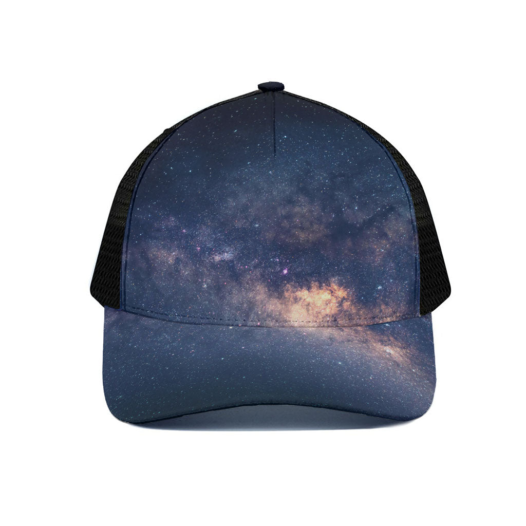 Dark Milky Way Galaxy Space Print Black Mesh Trucker Cap
