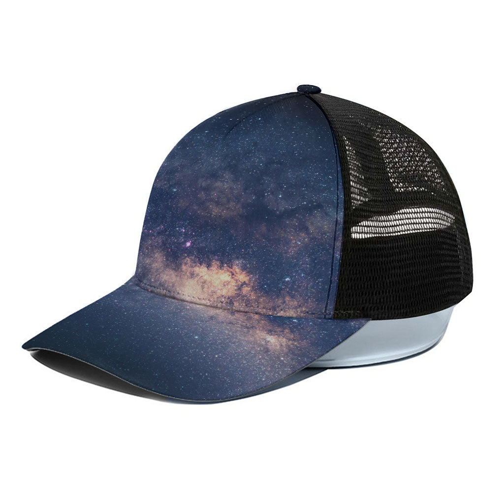 Dark Milky Way Galaxy Space Print Black Mesh Trucker Cap