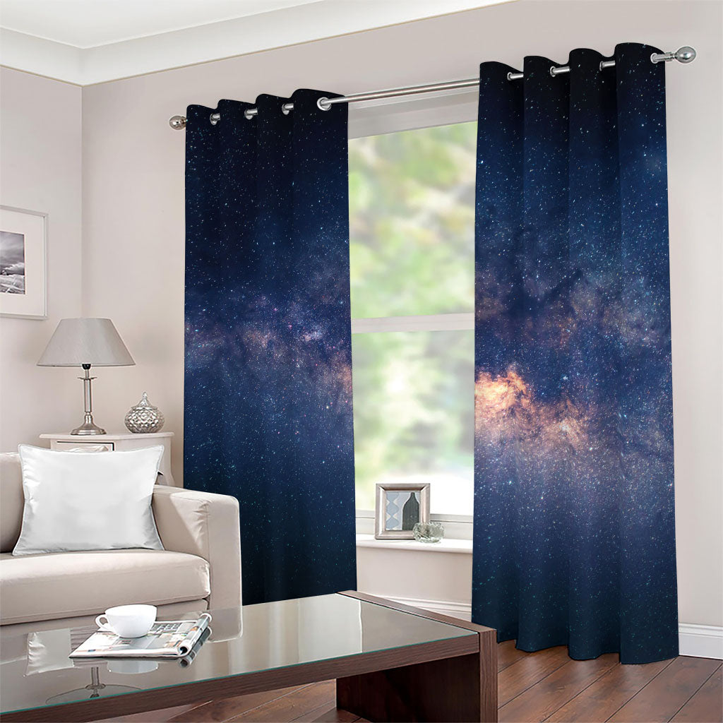 Dark Milky Way Galaxy Space Print Blackout Grommet Curtains