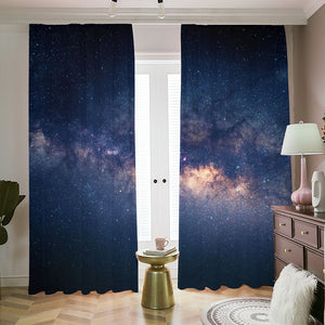 Dark Milky Way Galaxy Space Print Blackout Pencil Pleat Curtains