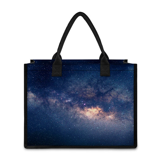 Dark Milky Way Galaxy Space Print Canvas Tote Bag