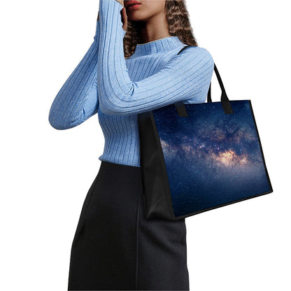Dark Milky Way Galaxy Space Print Canvas Tote Bag