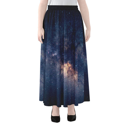 Dark Milky Way Galaxy Space Print Chiffon Maxi Skirt