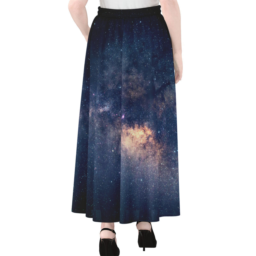 Dark Milky Way Galaxy Space Print Chiffon Maxi Skirt