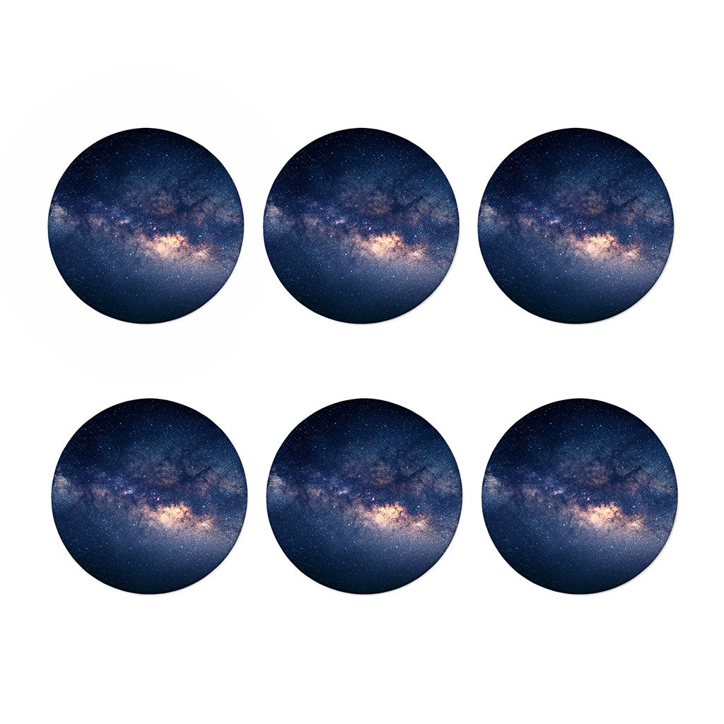 Dark Milky Way Galaxy Space Print Coaster Set