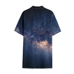 Dark Milky Way Galaxy Space Print Cotton Hawaiian Shirt