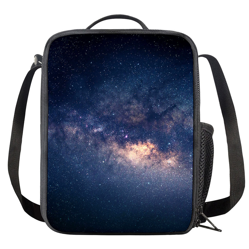 Dark Milky Way Galaxy Space Print Crossbody Lunch Bag