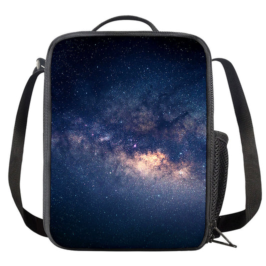 Dark Milky Way Galaxy Space Print Crossbody Lunch Bag