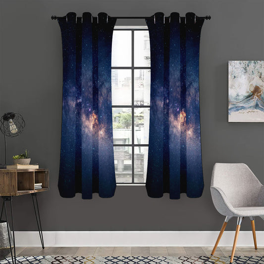 Dark Milky Way Galaxy Space Print Curtain