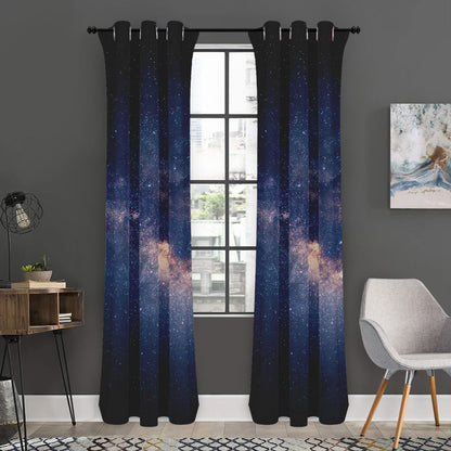Dark Milky Way Galaxy Space Print Curtain