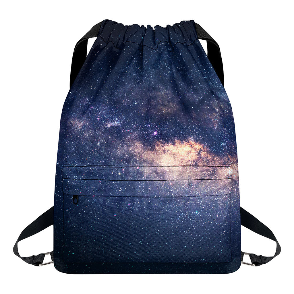 Dark Milky Way Galaxy Space Print Drawstring Backpack