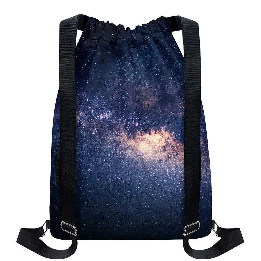 Dark Milky Way Galaxy Space Print Drawstring Backpack