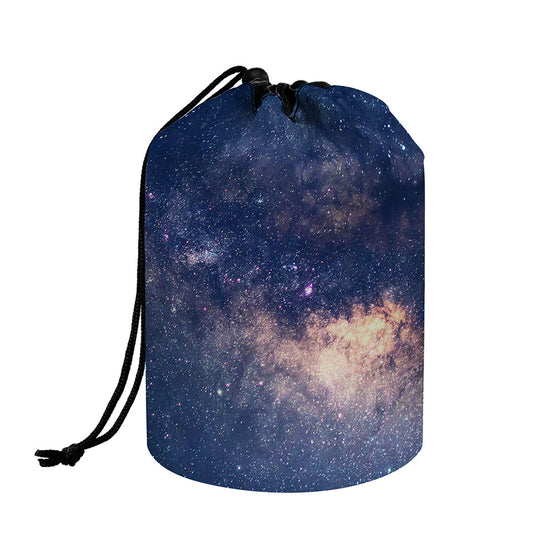 Dark Milky Way Galaxy Space Print Drawstring Makeup Bag