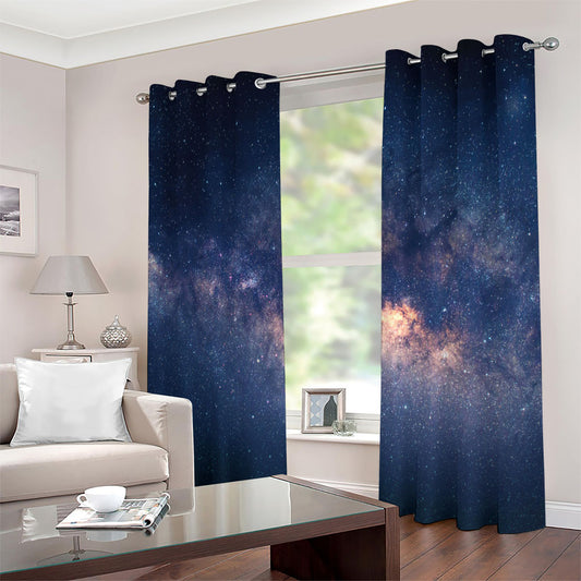 Dark Milky Way Galaxy Space Print Extra Wide Grommet Curtains
