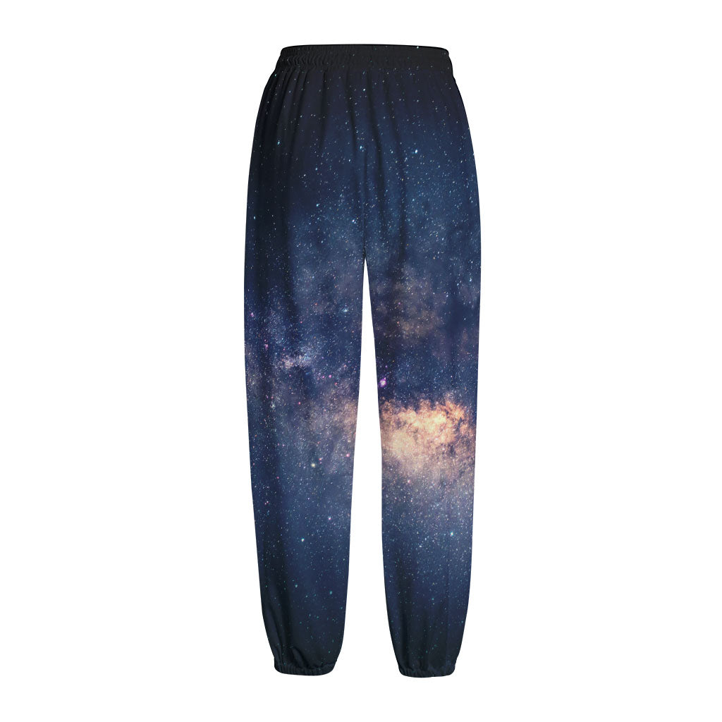 Dark Milky Way Galaxy Space Print Fleece Lined Knit Pants