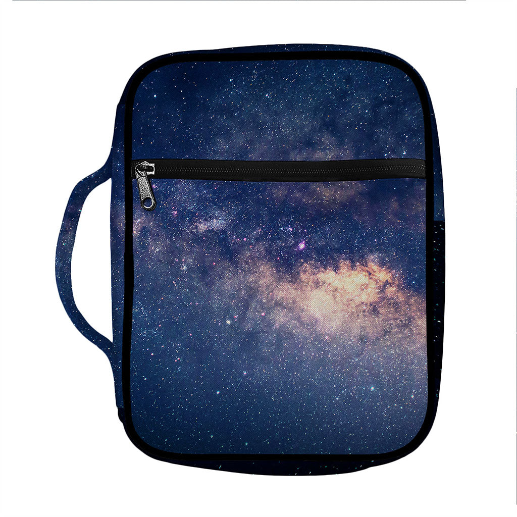 Dark Milky Way Galaxy Space Print Front Pocket Bible Bag