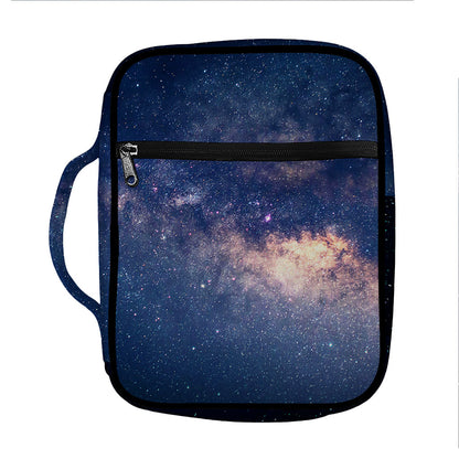 Dark Milky Way Galaxy Space Print Front Pocket Bible Bag