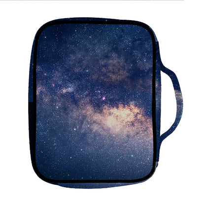 Dark Milky Way Galaxy Space Print Front Pocket Bible Bag