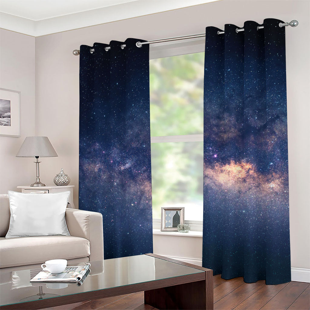 Dark Milky Way Galaxy Space Print Grommet Curtains