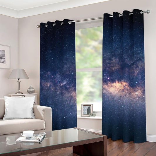 Dark Milky Way Galaxy Space Print Grommet Curtains