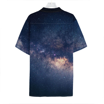 Dark Milky Way Galaxy Space Print Hawaiian Shirt