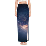 Dark Milky Way Galaxy Space Print High Slit Maxi Skirt