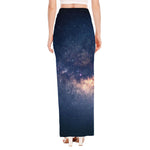 Dark Milky Way Galaxy Space Print High Slit Maxi Skirt