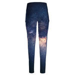 Dark Milky Way Galaxy Space Print High-Waisted Pocket Leggings
