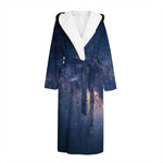 Dark Milky Way Galaxy Space Print Hooded Bathrobe