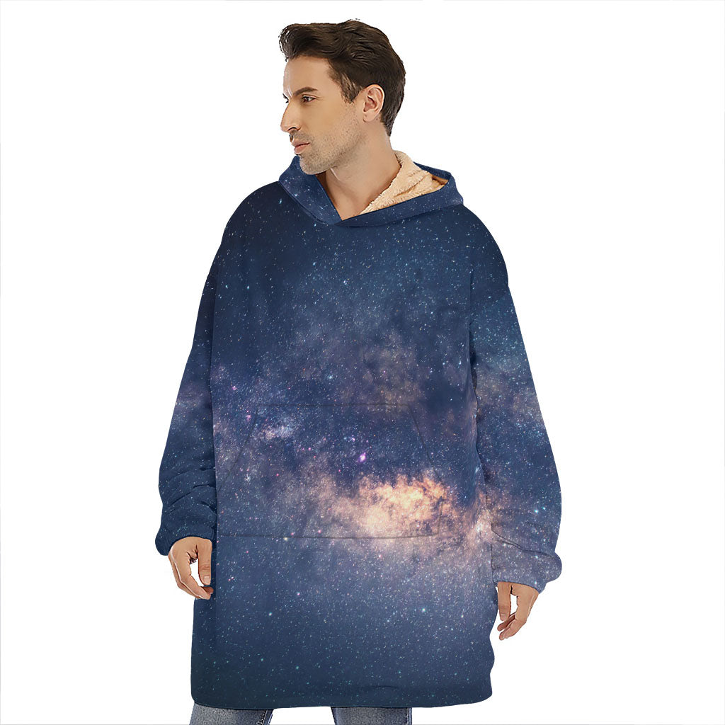 Dark Milky Way Galaxy Space Print Hoodie Blanket