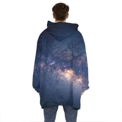 Dark Milky Way Galaxy Space Print Hoodie Blanket
