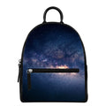 Dark Milky Way Galaxy Space Print Leather Backpack