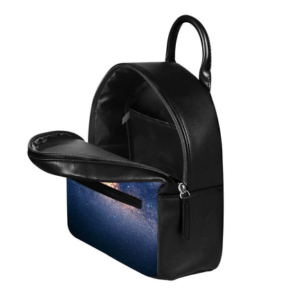 Dark Milky Way Galaxy Space Print Leather Backpack