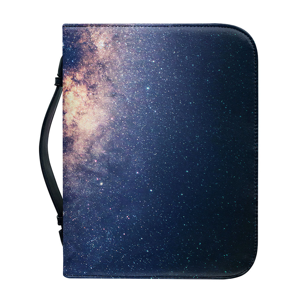 Dark Milky Way Galaxy Space Print Leather Bible Cover