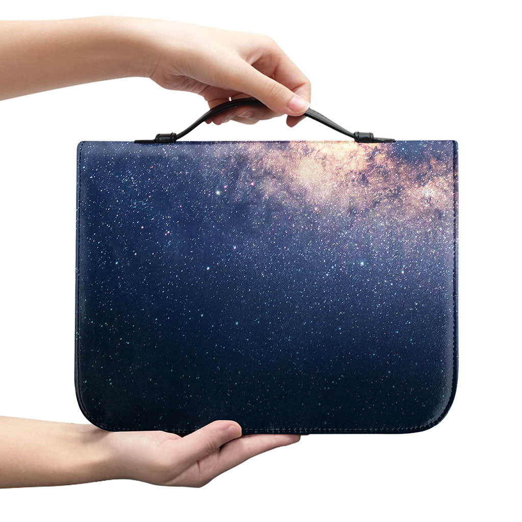 Dark Milky Way Galaxy Space Print Leather Bible Cover