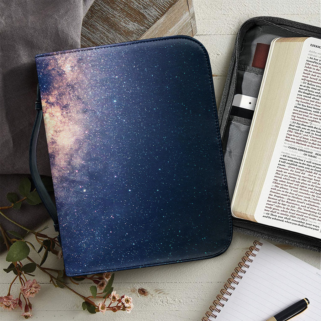 Dark Milky Way Galaxy Space Print Leather Bible Cover