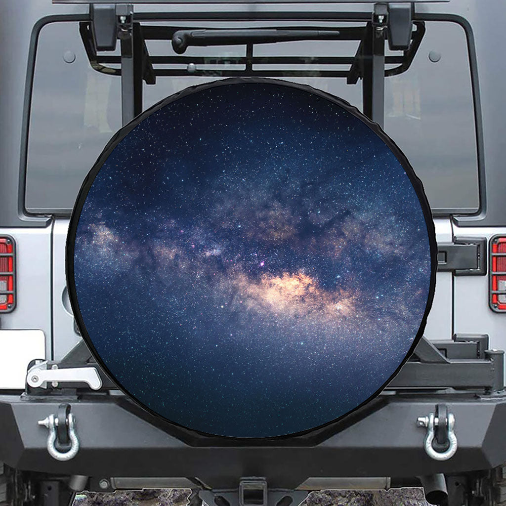 Dark Milky Way Galaxy Space Print Leather Spare Tire Cover
